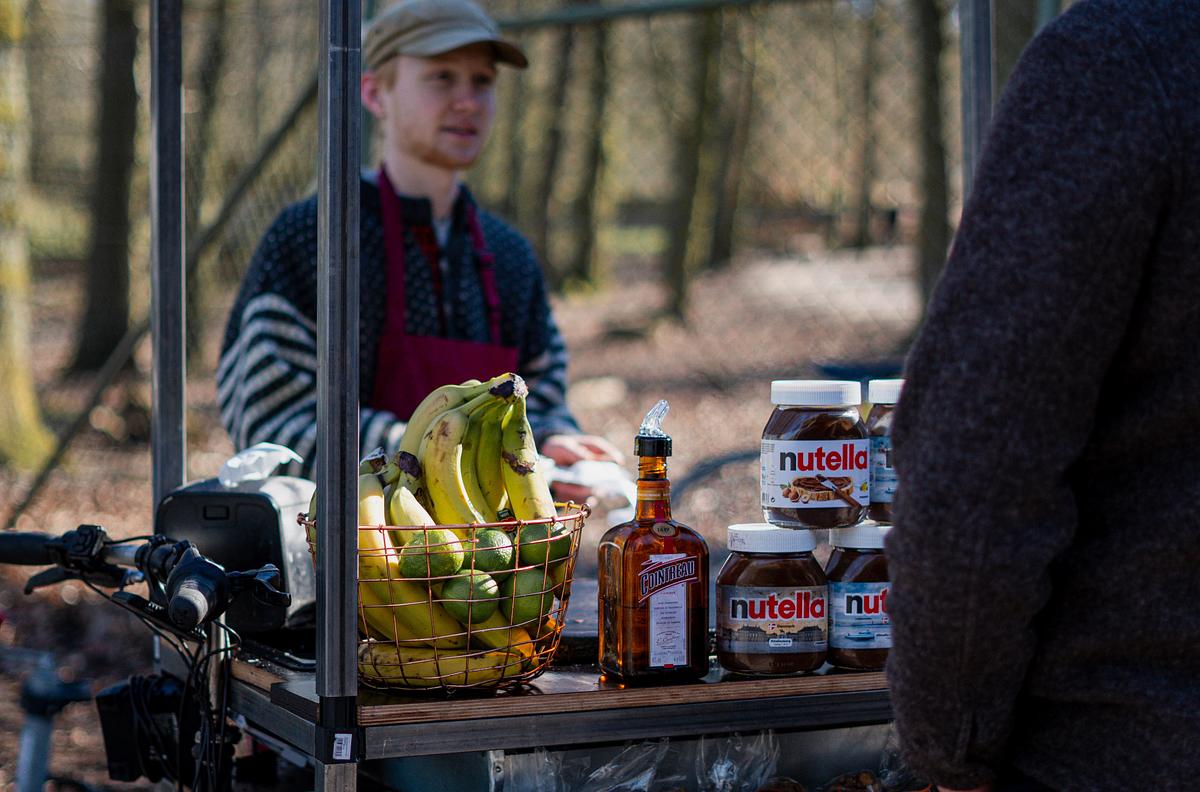Baristakaffe, Brændte mandler,  Crepes og Is